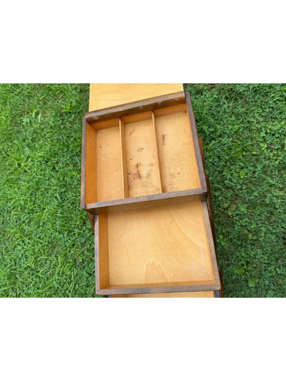 Vintage Stommen Bruk Hamar Norway Wooden Accordion Sewing Box MCM
